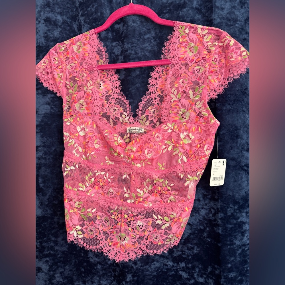 Free People Pink Lace Top